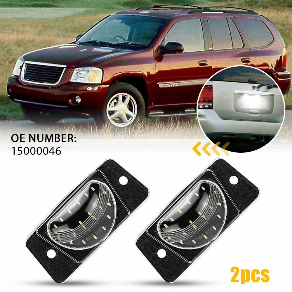 2X White LED Rear License Plate Lamp for Chevy Trailblazer GMC Envoy (2002–2009)