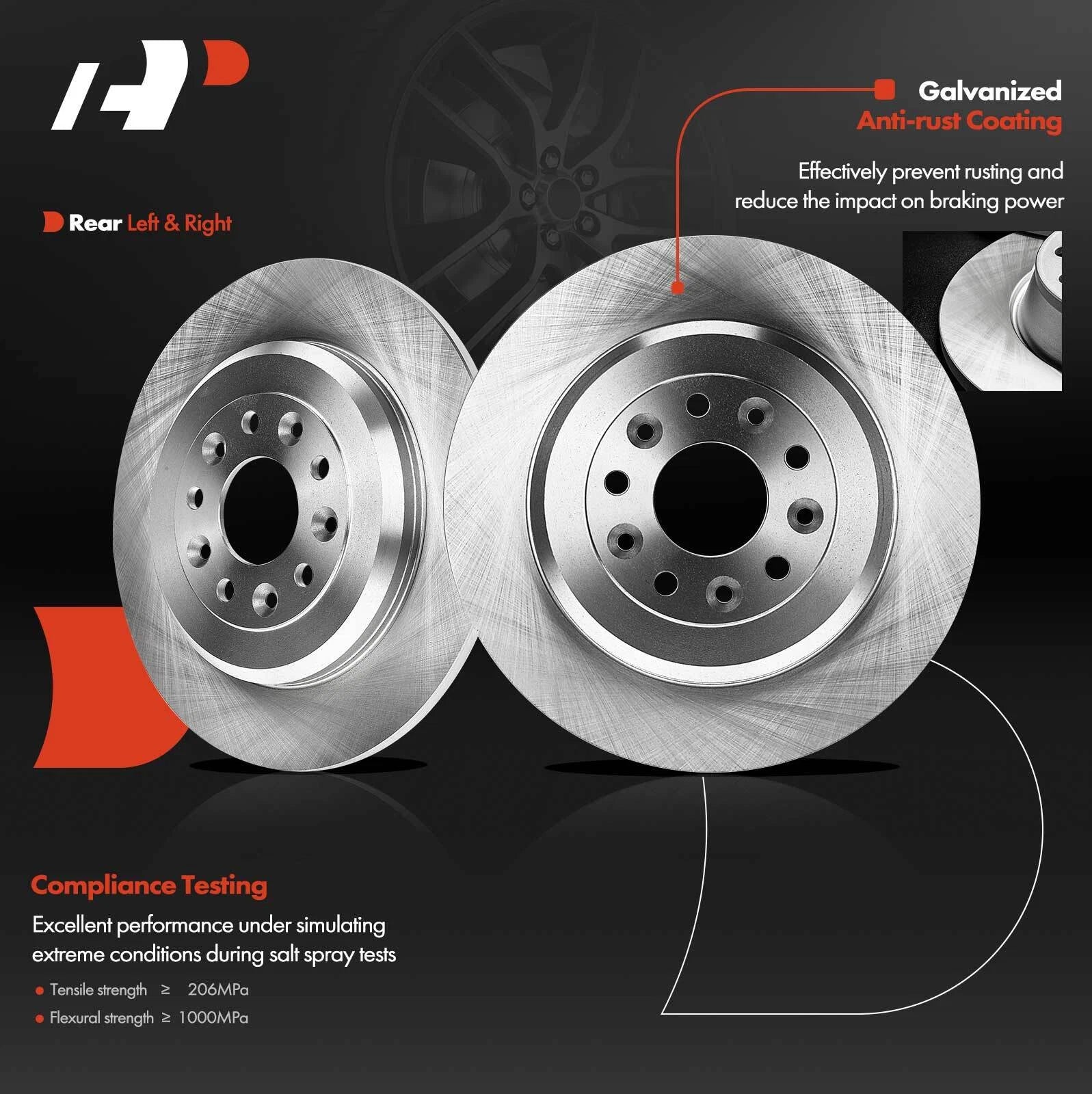 Set of 2 Rear Brake Rotors & Pads for Ford Taurus Lincoln MKS (2008–2019)