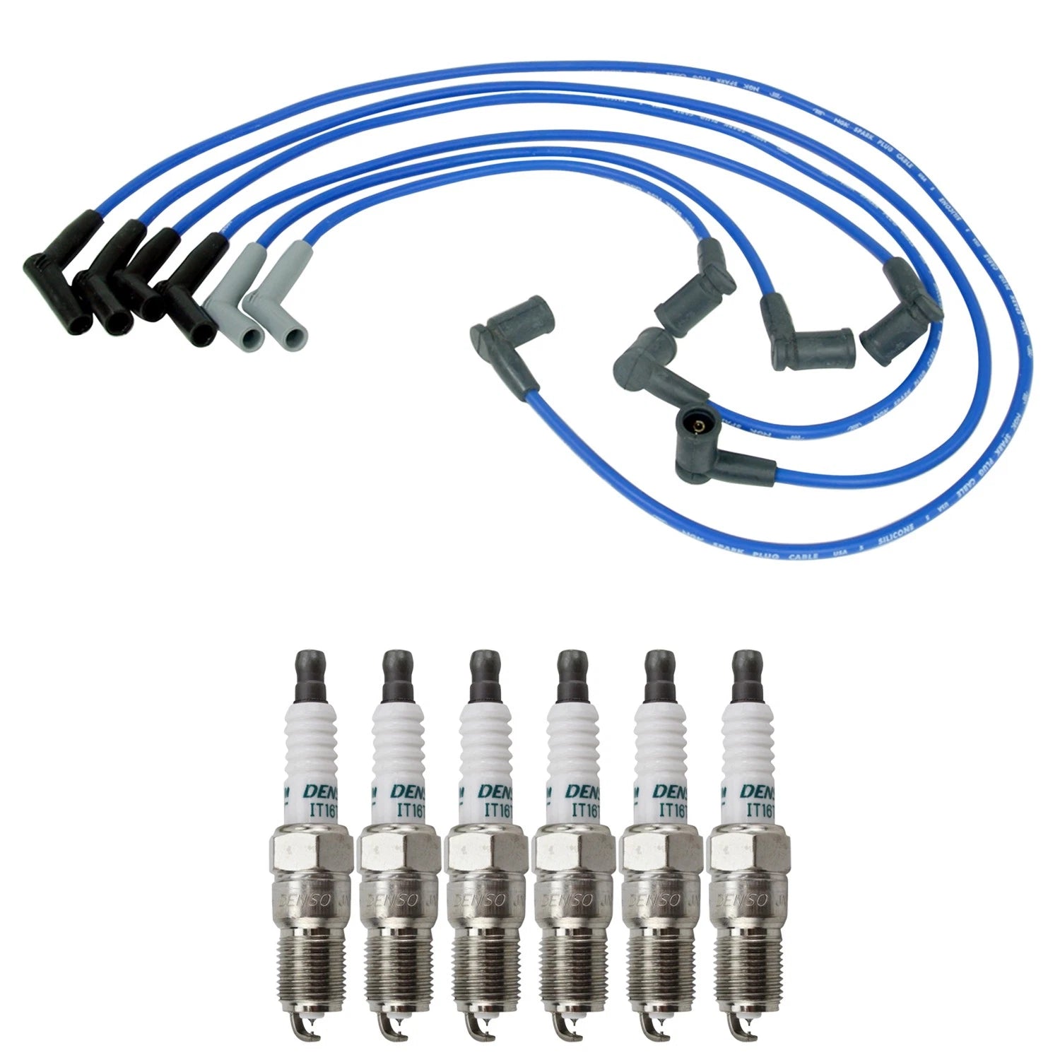 NGK Wire Set & Denso 6 Iridium TT Spark Plugs Kit for Mazda B3000 Ranger (2001–2003)