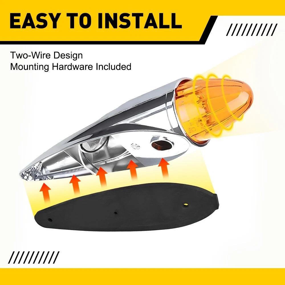 5X Amber LED Torpedo Cab Marker Lights for EV (12V)