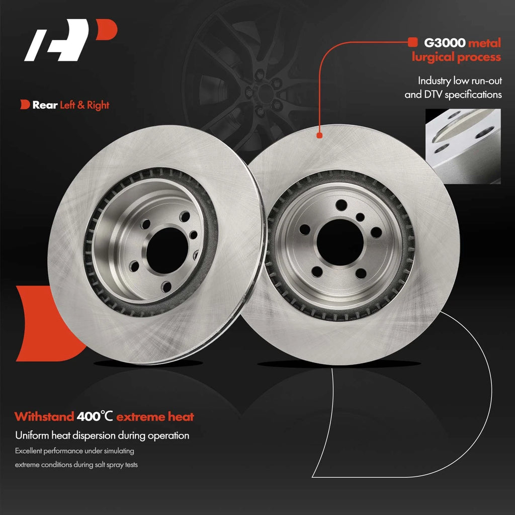 2Pcs Rear Disc Brake Rotors for BMW 550i GT (2010–2015)