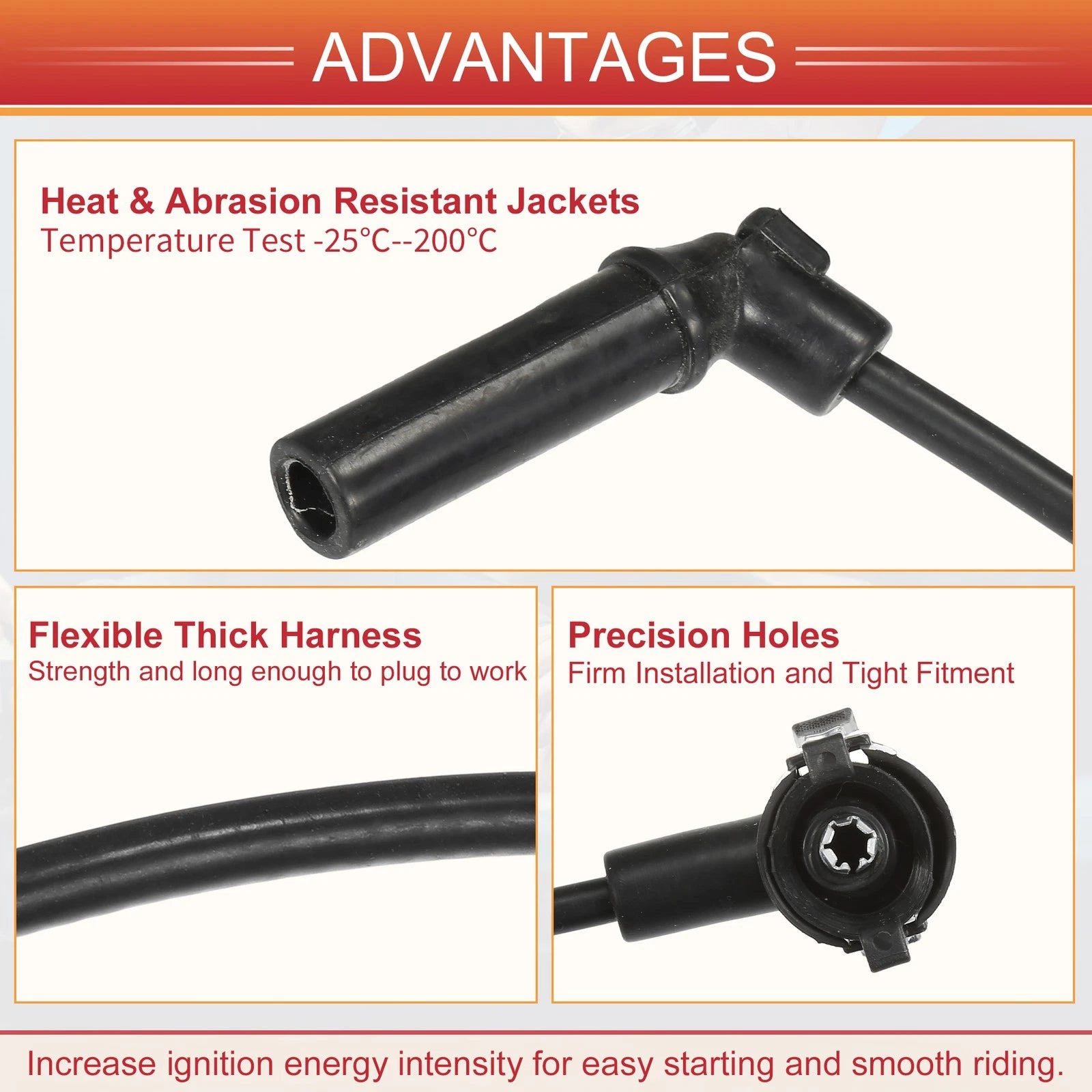 8 Pcs Spark Plug Wire Ignition Coil Cable for Ford Explorer, Mercury 5.0L (1991–2001)