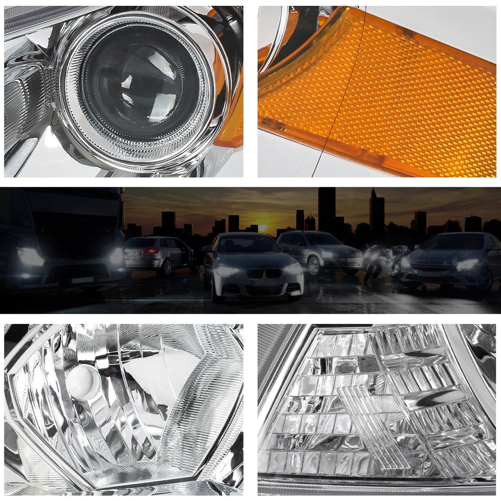 Projector Headlight for Honda Accord Coupe (2008–2012) Chrome Housing Amber Side