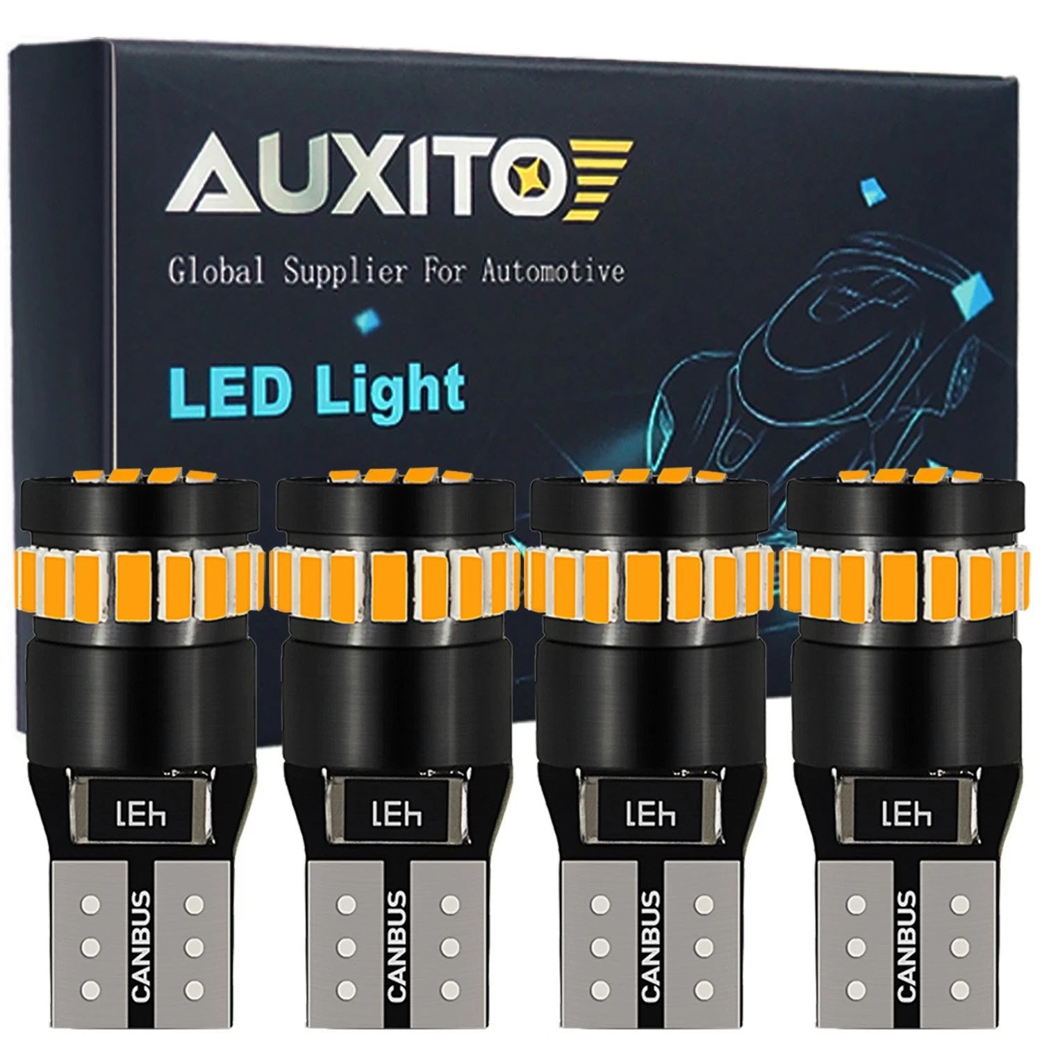 4X T10 LED License Plate Light Bulb for AUXITO (168, 194, 2825)