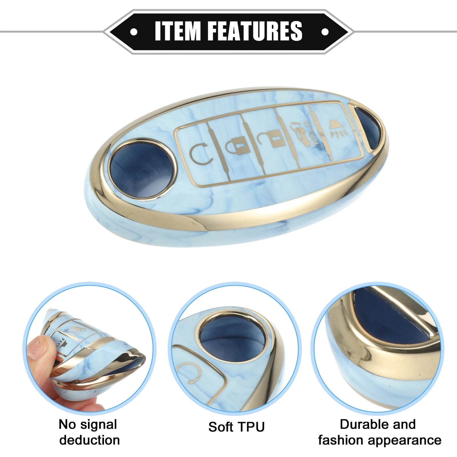 5 Button Smart Key Fob Cover for Nissan Altima Maxima Infiniti (2013–2021) TPU Blue