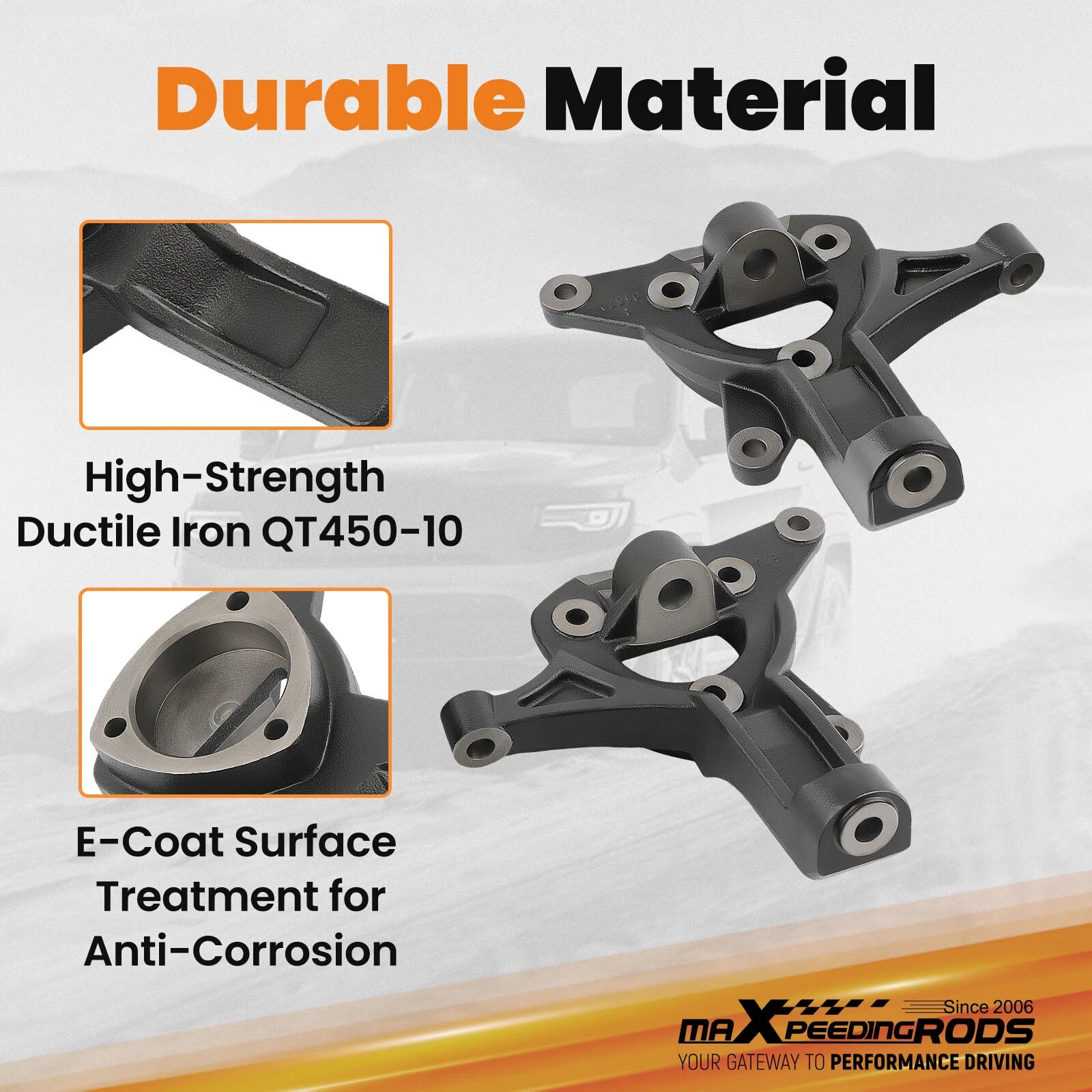 2X 4.5 Inch Front Lift Spindle Knuckles for Chevy Silverado 1500 2WD (2007–2017)