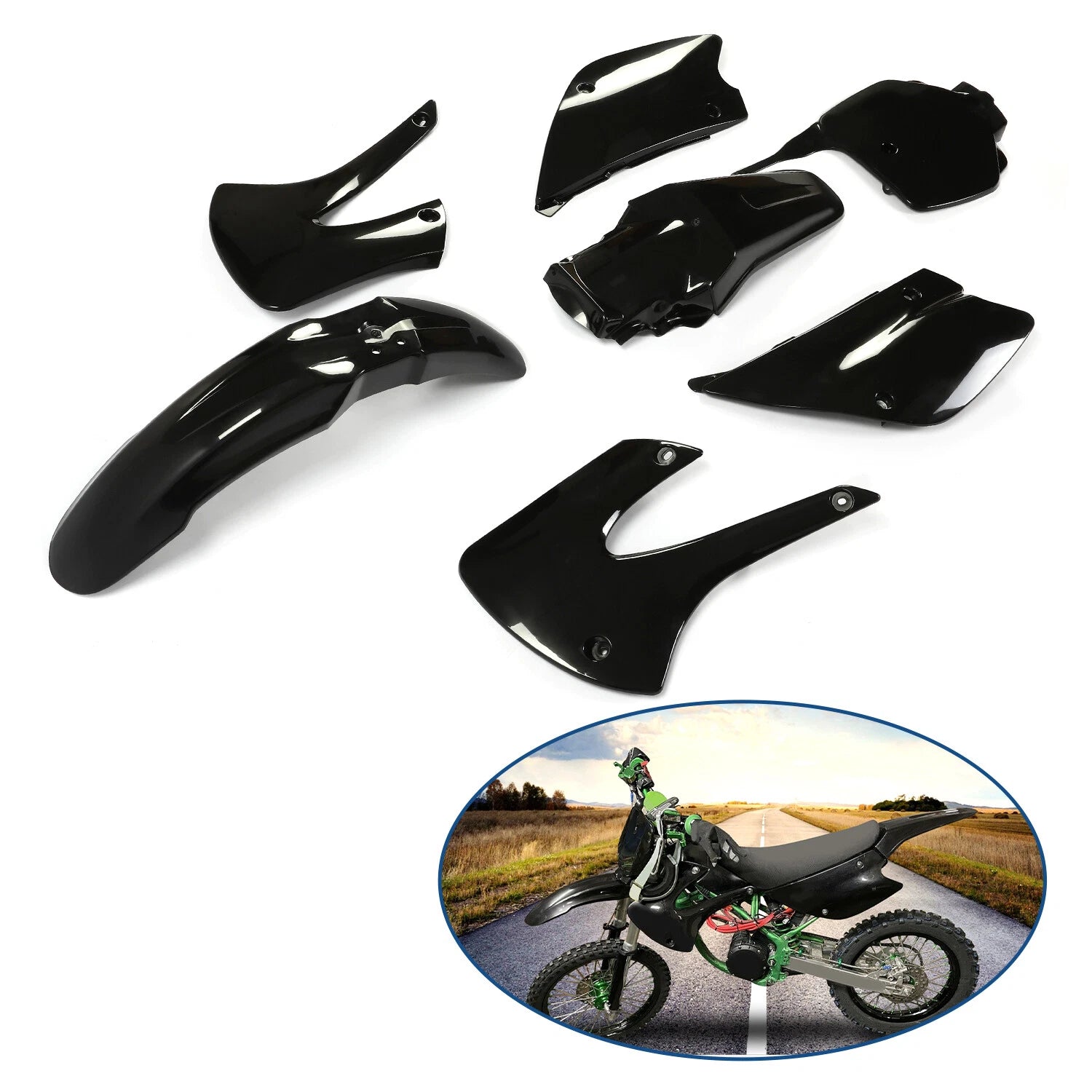Set of 2 Restyled Plastics Kit for Kawasaki KX85 KX100 (2001–2013)