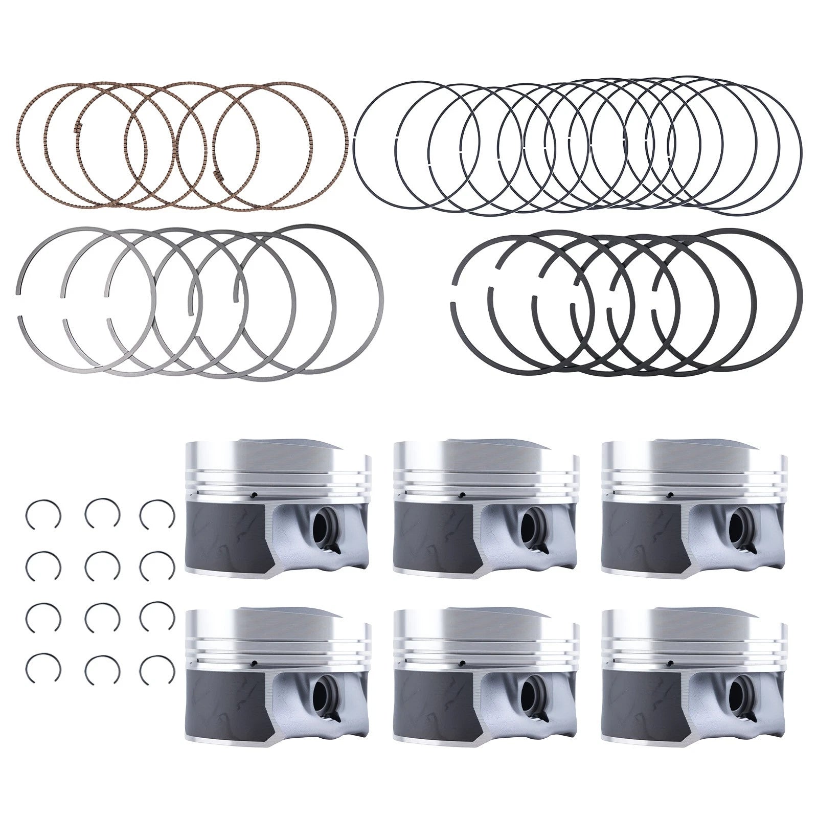 6PC Pistons & Rings Kit for VW Passat CC Touareg Porsche 3.6L FSI (2009–2016)