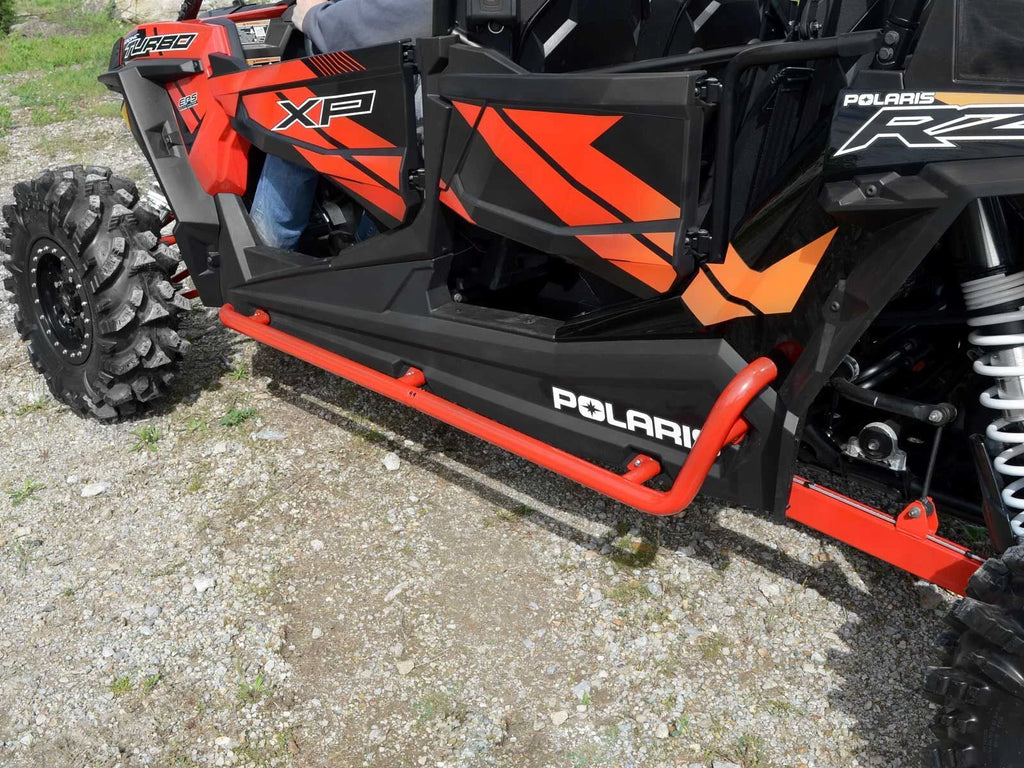 SuperATV Rock Sliding Nerf Bars for Polaris RZR XP 4 1000 (2014–2023) - Red