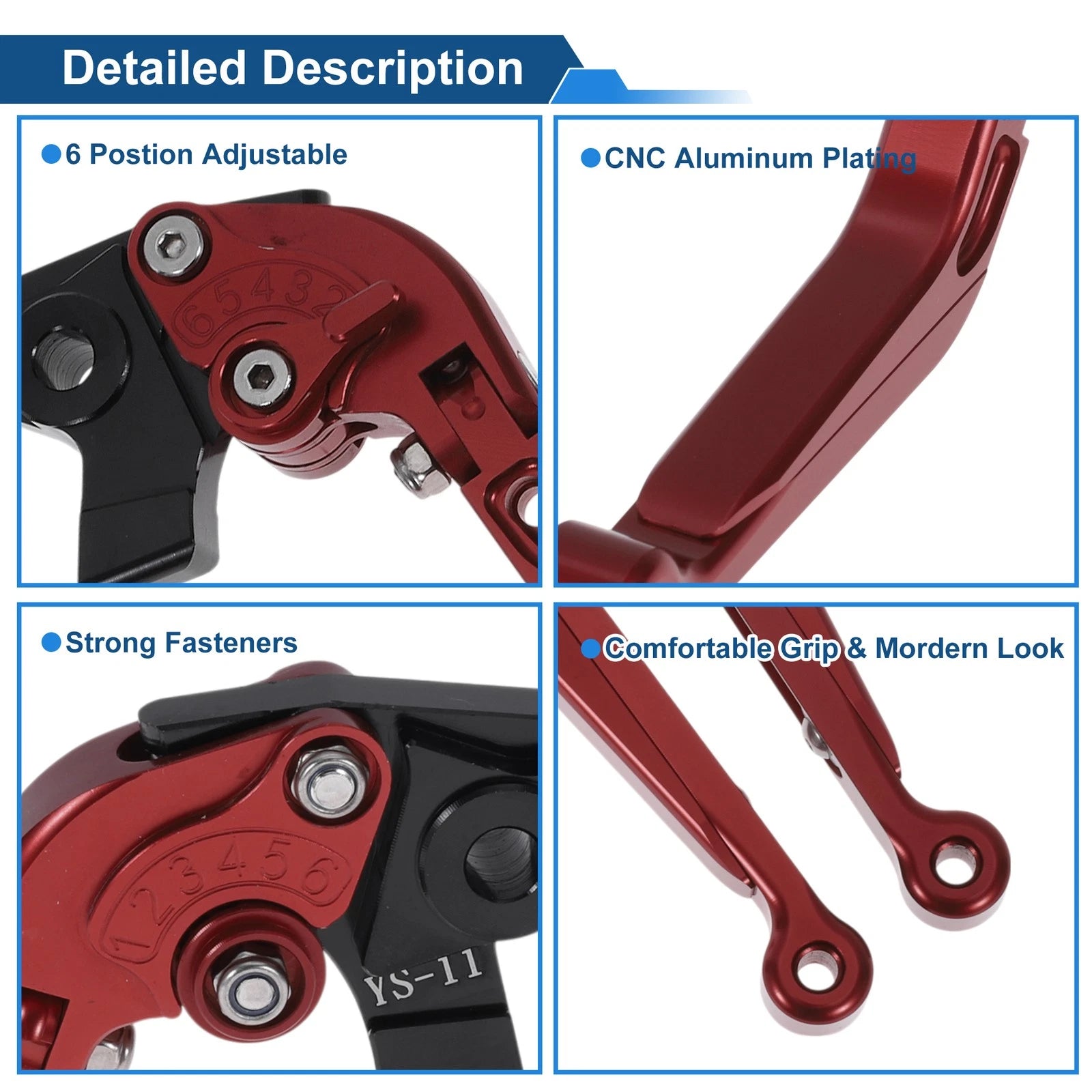 Adjustable Brake Clutch Levers for Honda X11 (1999–2002) Solid Red
