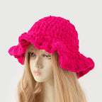 Fisherman Bucket Hat for Handmade Knitted Ruffled Brim Design