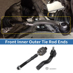 Set of 4 Front Inner Outer Tie Rod End Links for Ford Fusion, Lincoln MKZ