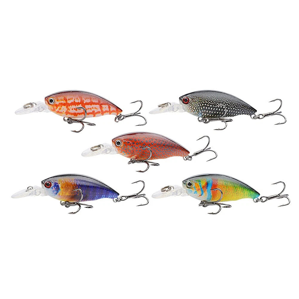 5PCS Floating Fishing Lures with 10# Hook 5.5g/6.5cm Minnow Baits