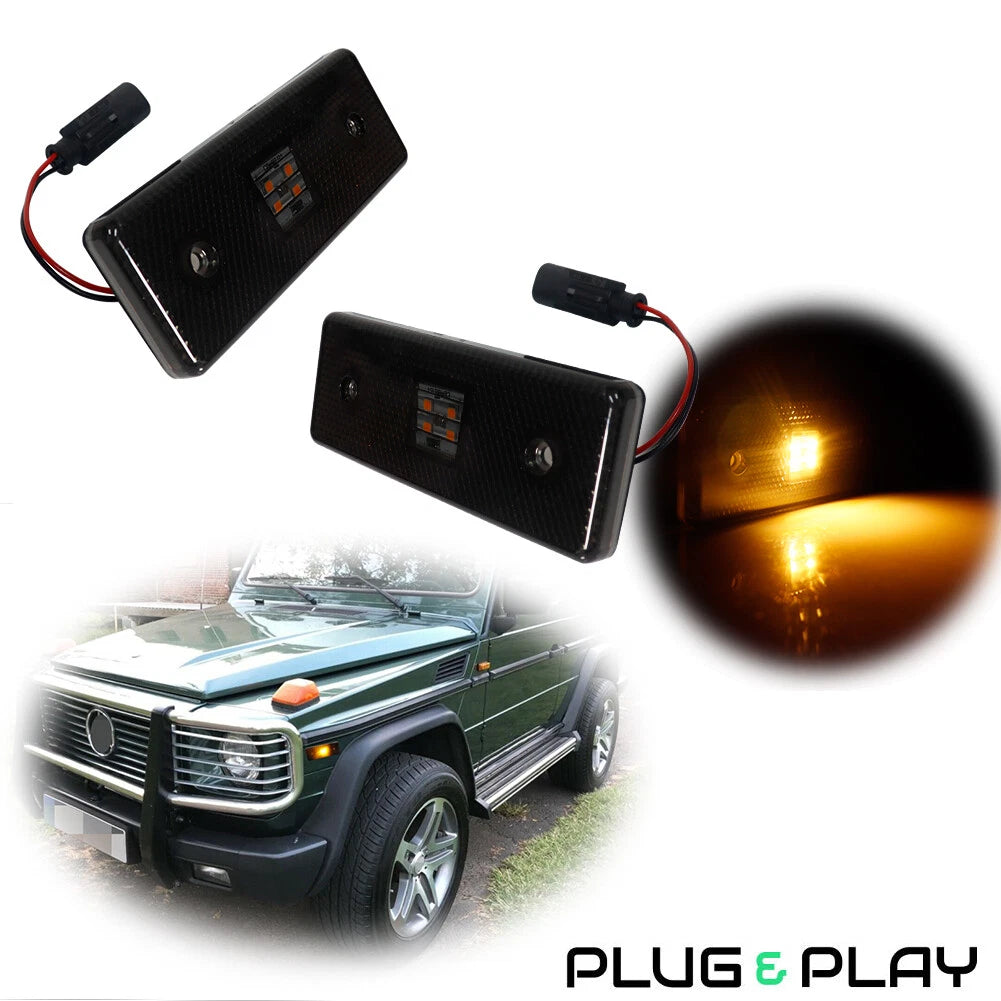 Set of 2 Amber LED Front Side Marker Lights for Benz G500 G550 G63 G65 AMG