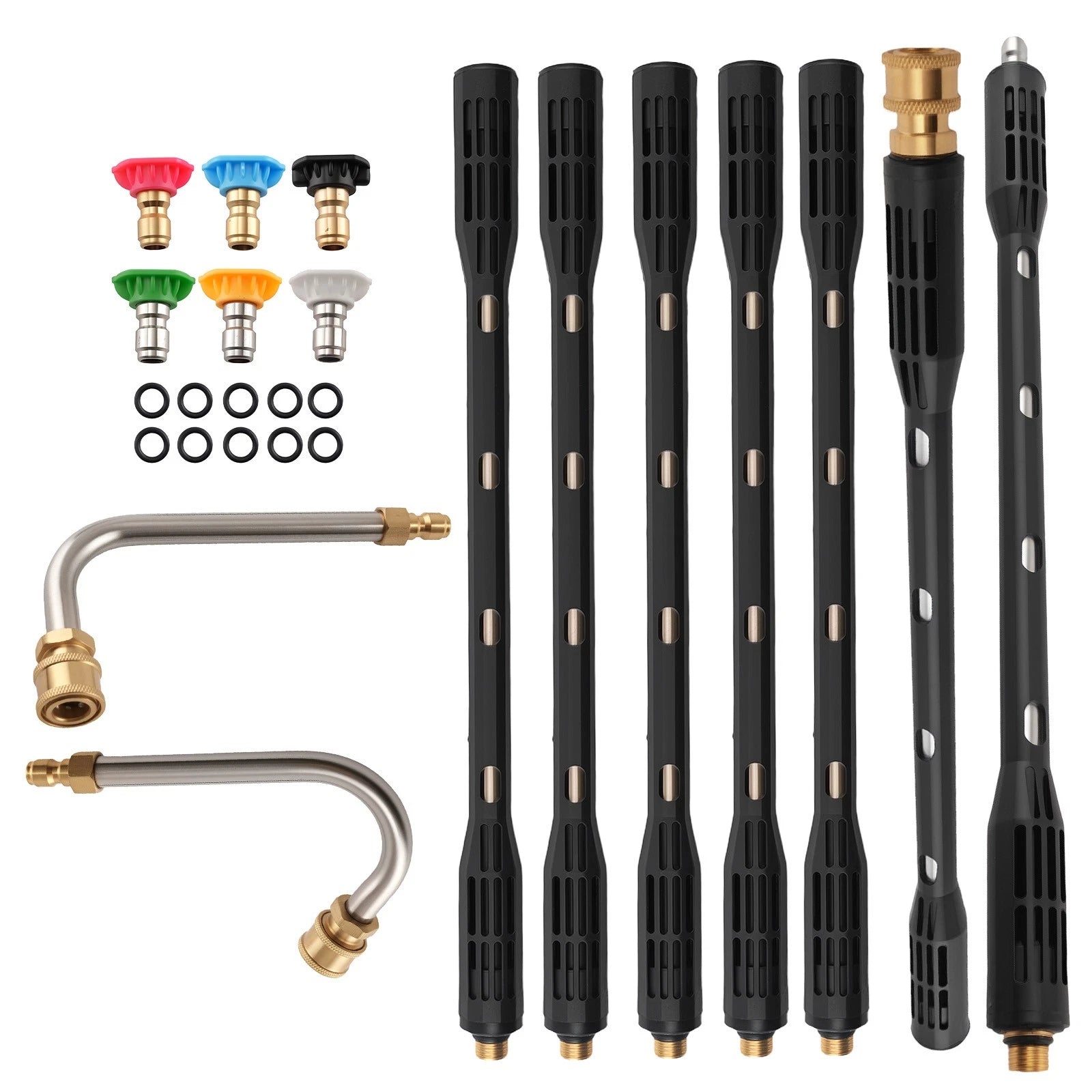 15" Pressure Washer Wand Extension for Roof Cleaning (90° 30° Curved, 6 Tips)