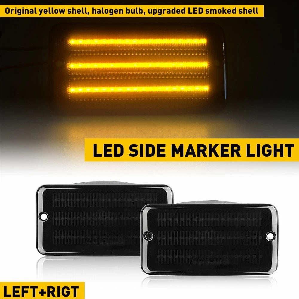 2pcs Smoked Lens Amber LED Bumper Signal Light for Jeep Wrangler TJ (1997–2006)