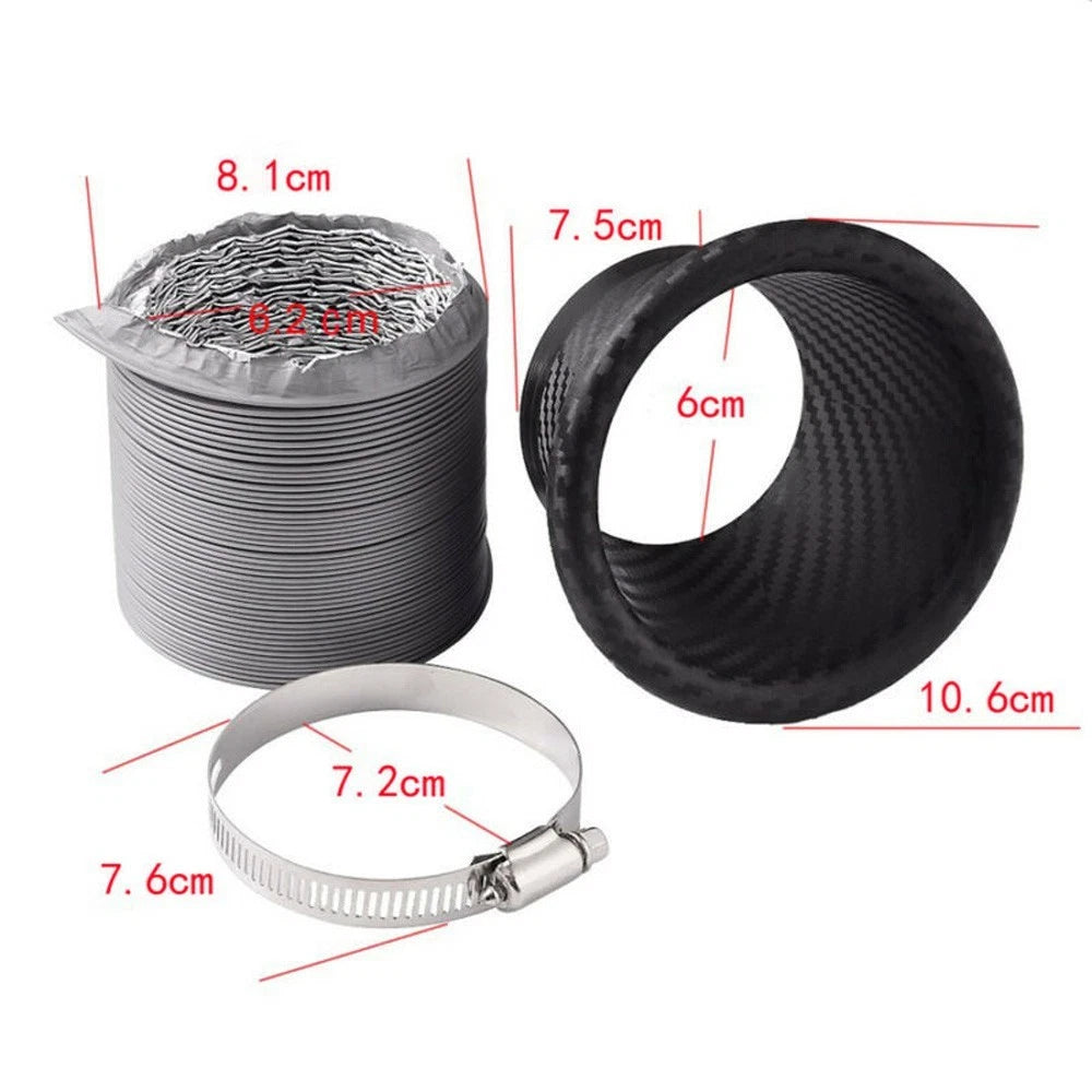 Set of 1 Turbo Air Intake Pipe Kit for Car (ABS Black, Carbon Fiber Style)