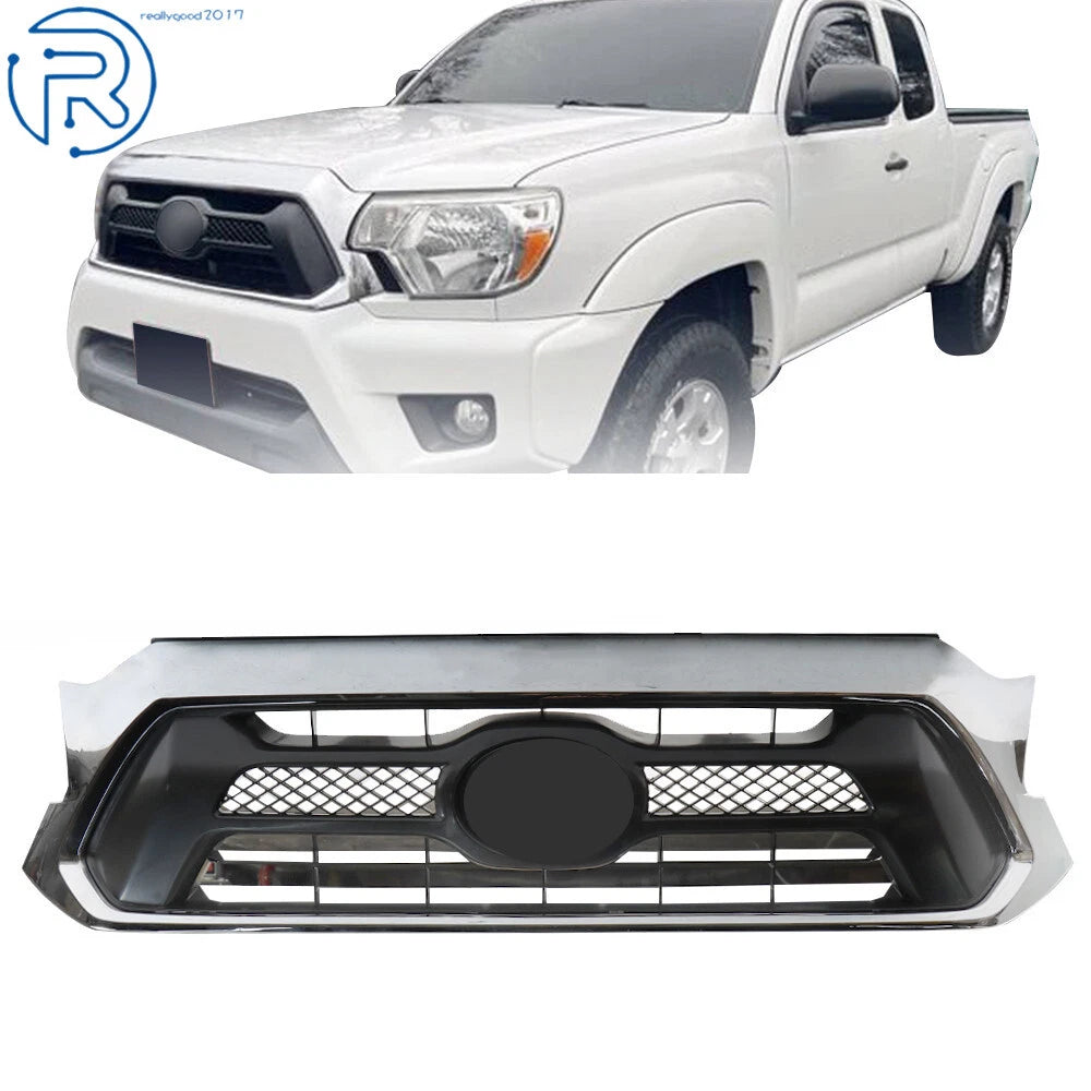 Front Upper Grille for Toyota Tacoma (2012–2015) Black with Chrome Trim