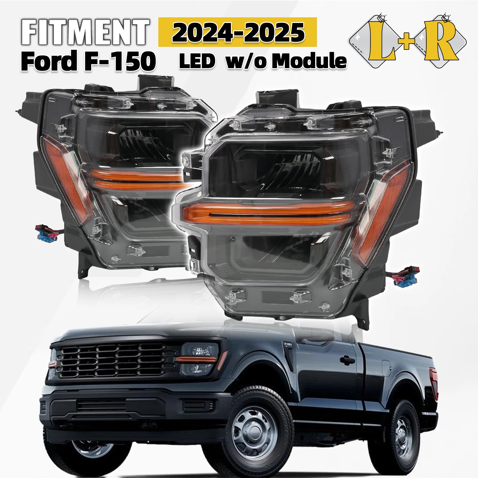 LED Headlight Reflector Pair for Ford F-150 (2024–2026) w/o Module