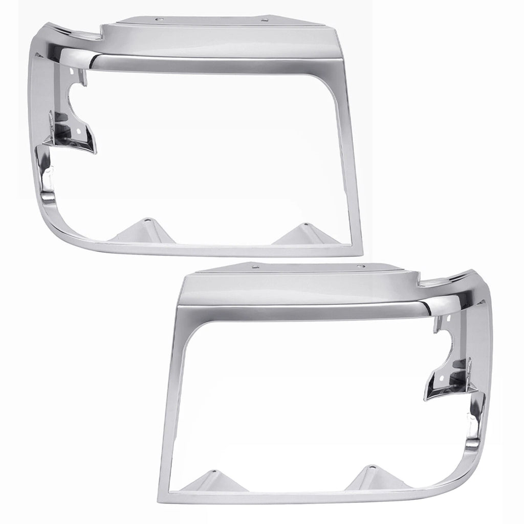 Set of 2 Chrome Headlight Trim Bezels for Ford F150 F250 Bronco (1992–1996)