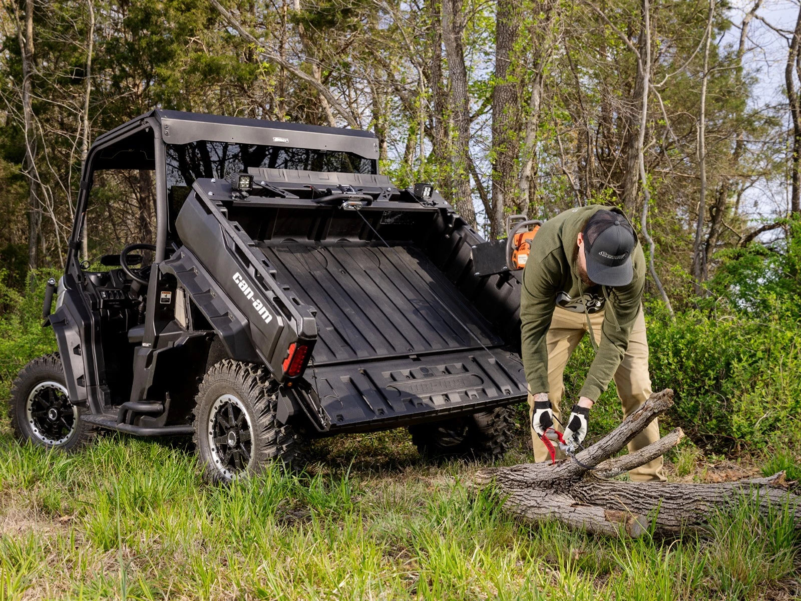 Bed Winch with 2 Cube Lights for Can-Am Defender (See Fitment)