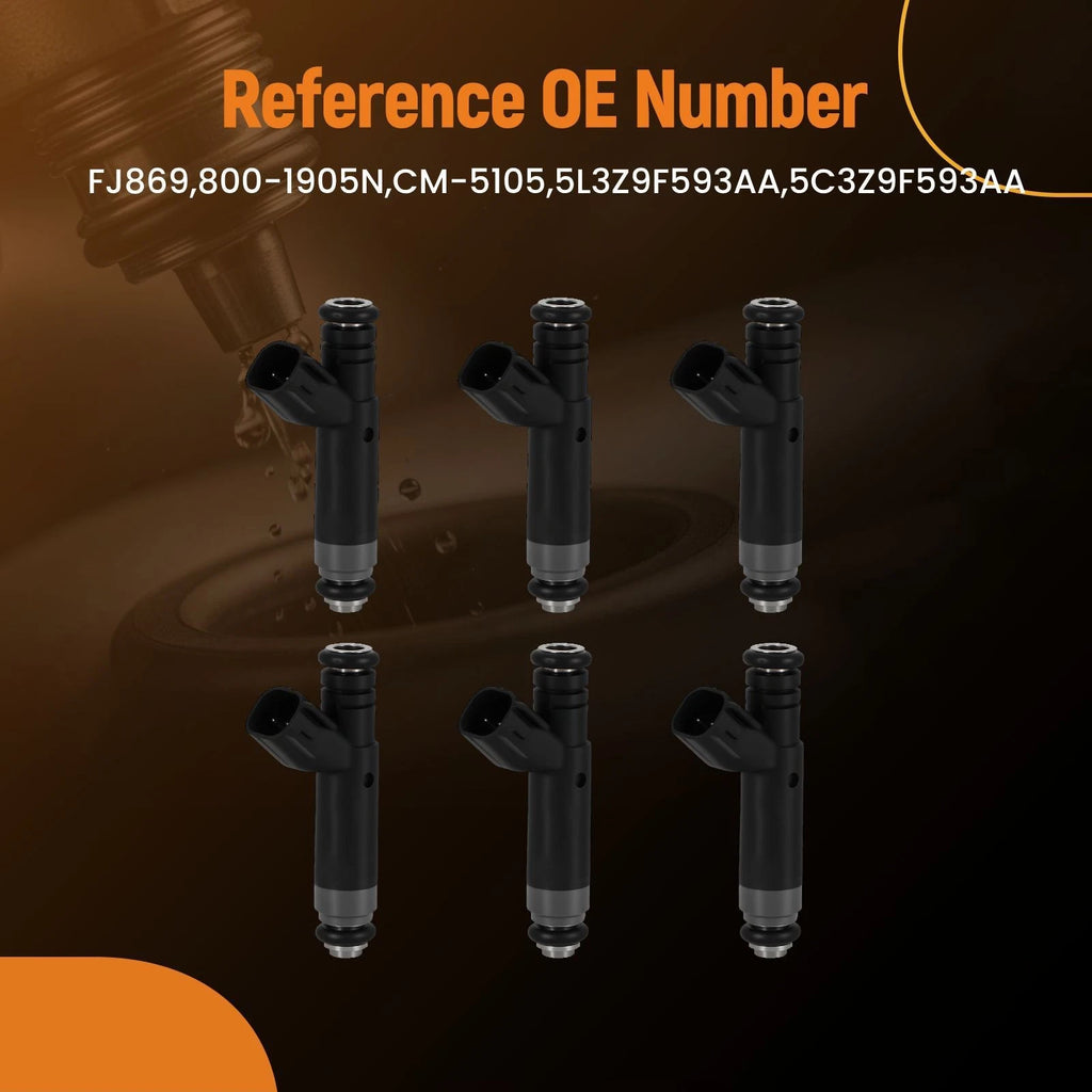 6Pcs Fuel Injectors for Ford F150 4.2L V6 (2005–2008) 5L3Z9F593AA 5C3Z9F593AA FJ869
