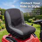 Tractor Seat Cover for Lawn Mowers and ATVs (M/L Size) - Black UV Protection