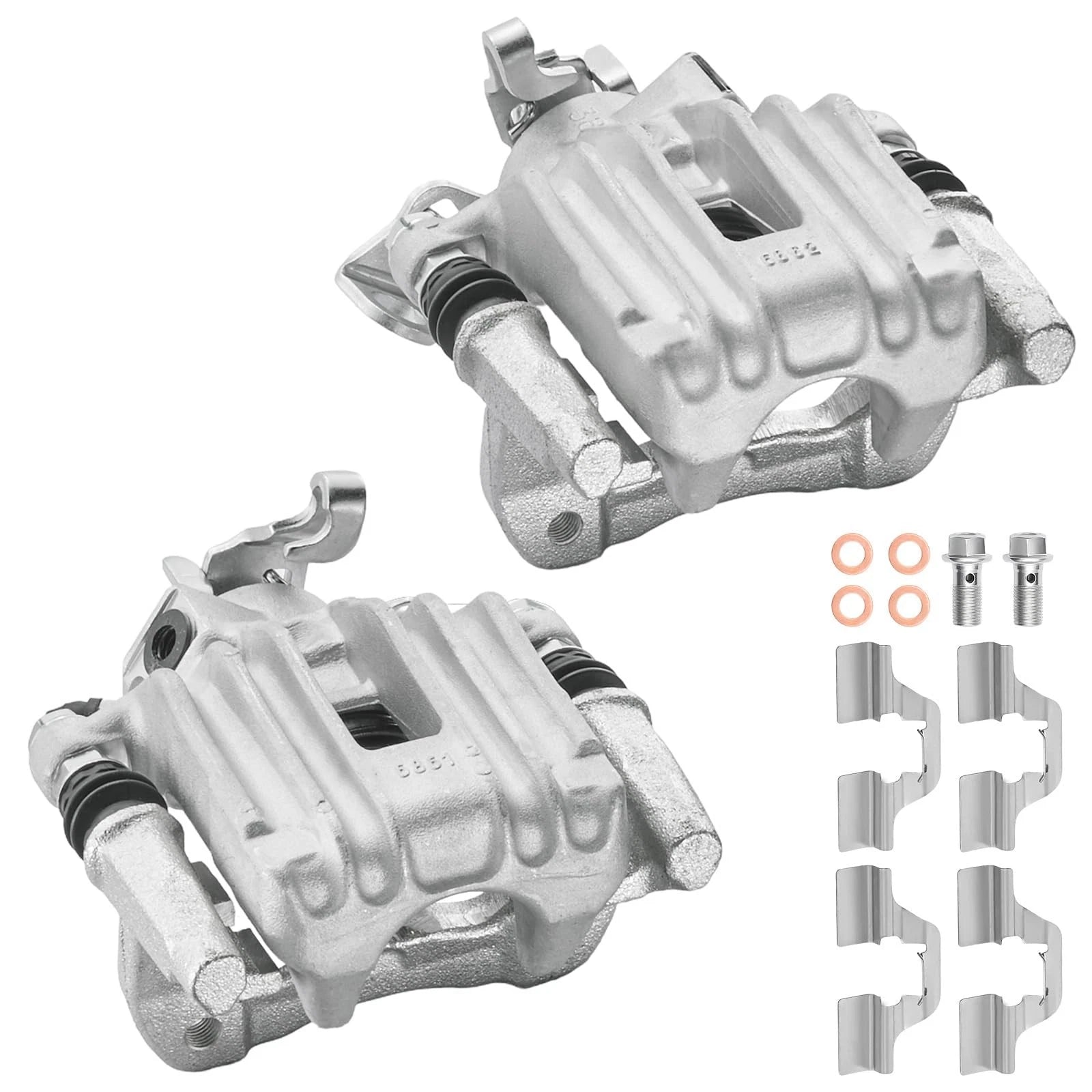 2Pcs Rear Brake Calipers with Bracket for Volkswagen Golf City (2007–2010)