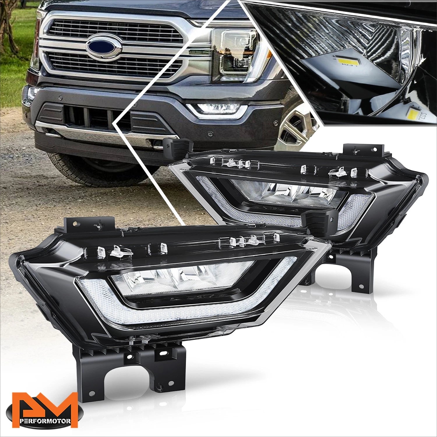 LED Black Housing Fog Lights for Ford F-150 (2021–2023)