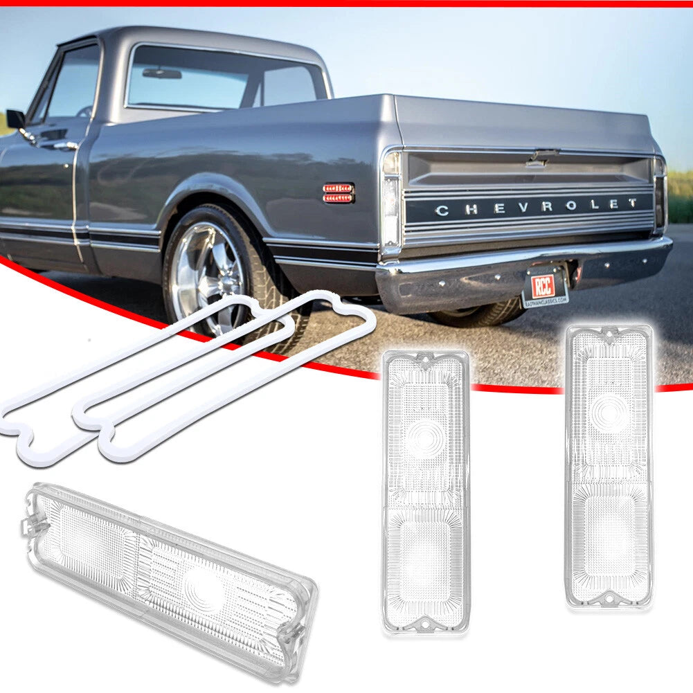 2X Clear Tail Light Lenses for Chevy GMC Pickup Truck (1967–1972)