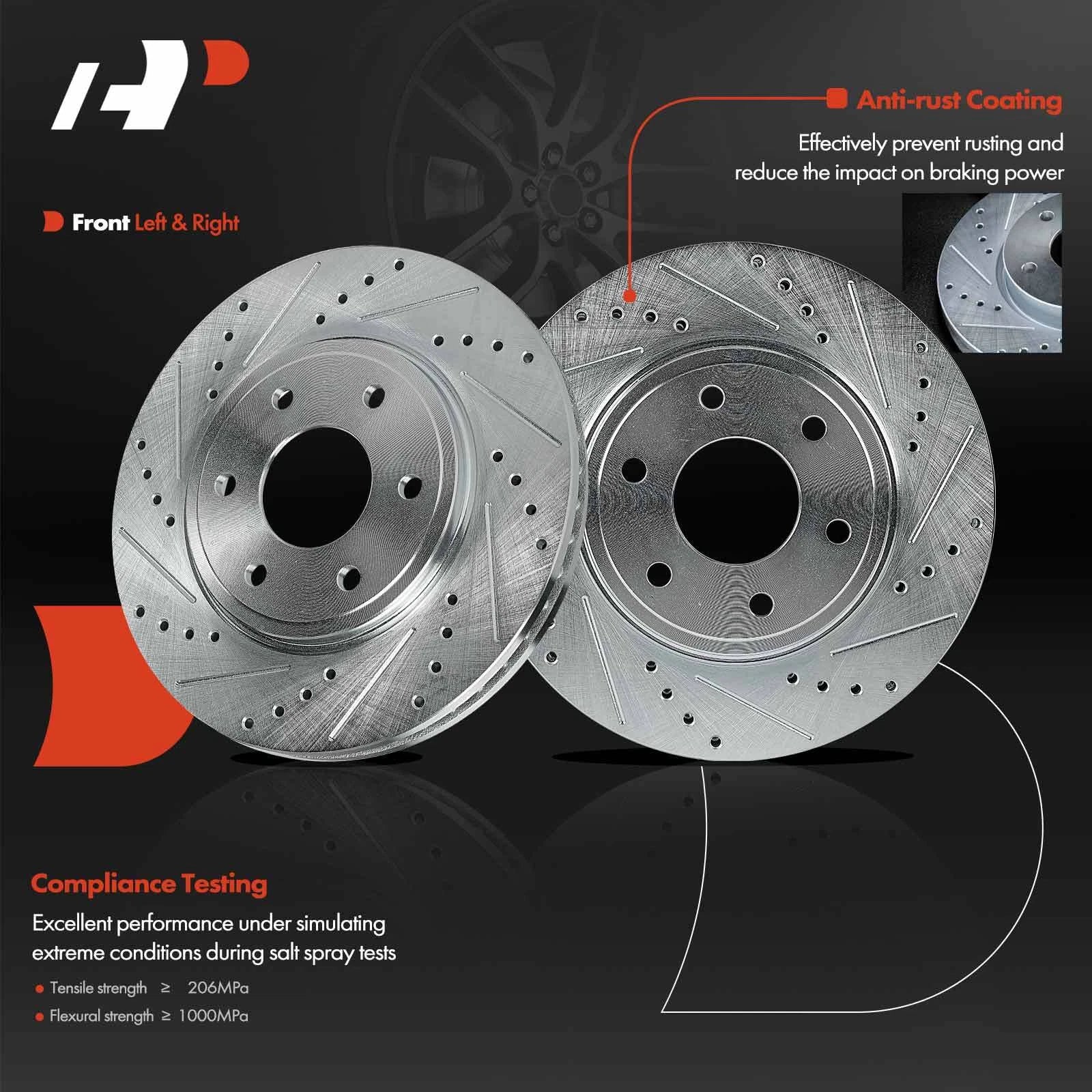 Front Drilled Brake Rotor & Ceramic Pad Set for Nissan Frontier (2005–2019)