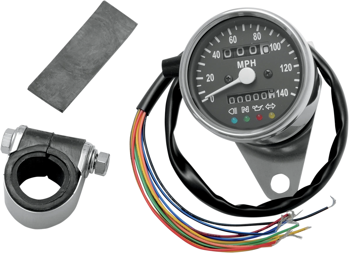MPH Mini Mechanical Speedometer with LED Indicators for Harley Davidson