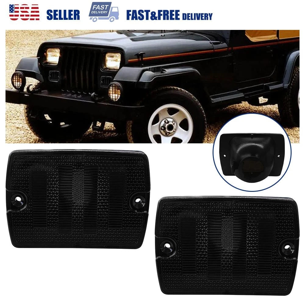 Smoked Front Turn Signal Parking Lights for Jeep Wrangler YJ (1987–1995)