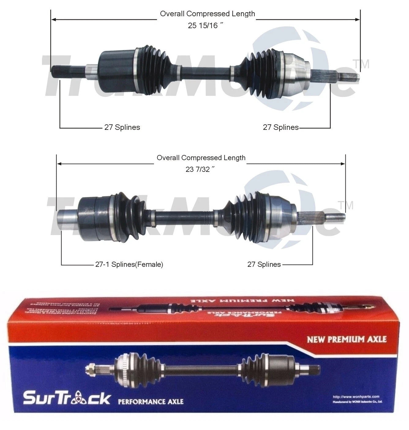 Set of 2 Front CV Axle Shafts for Lincoln Aviator (2003–2005)