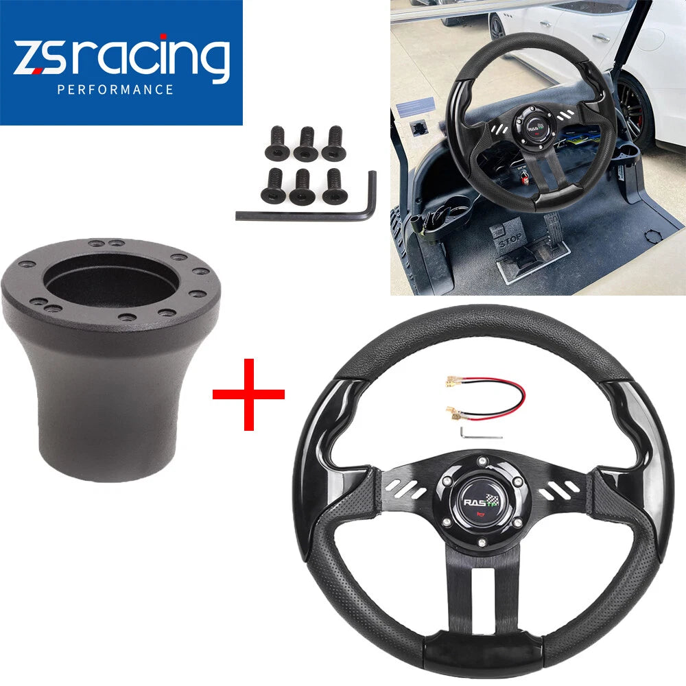 13" Black Steering Wheel with Adapter for EZGO TXT RXV (2008–2023)
