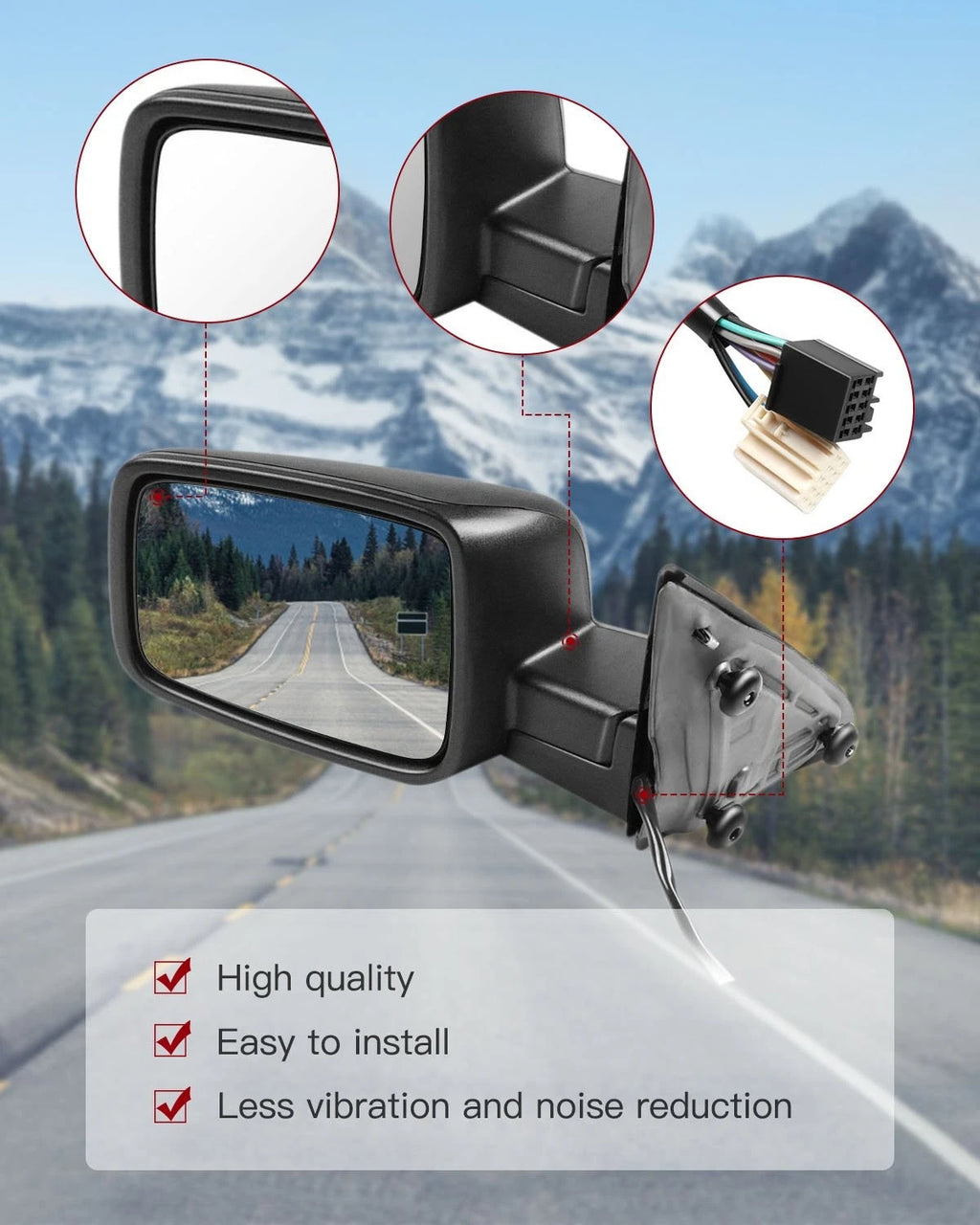 Pair Power Heated Mirrors with Puddle Light Signal for Dodge Ram 1500 (2009–2017)