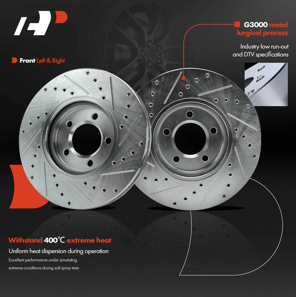 Front Drilled Brake Rotors & Ceramic Pads for Ford Thunderbird (2002-2005)