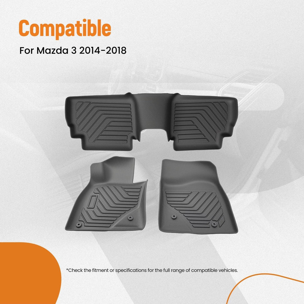 Set of 4 TPE All Weather Carpet Floor Mats for Mazda 3 (2014–2018)