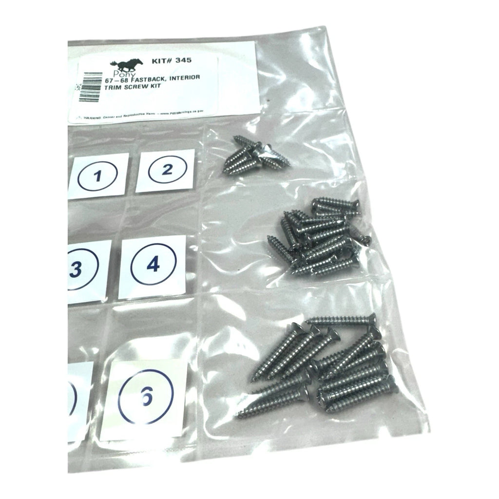 Interior Trim Screw Hardware Kit for 1967–1968 Ford Mustang Fastback