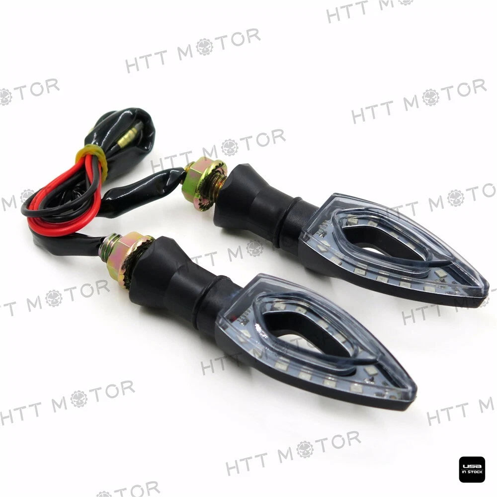 2X Smoke Lens Turn Signal Lights for Yamaha Honda Suzuki Kawasaki (12V)