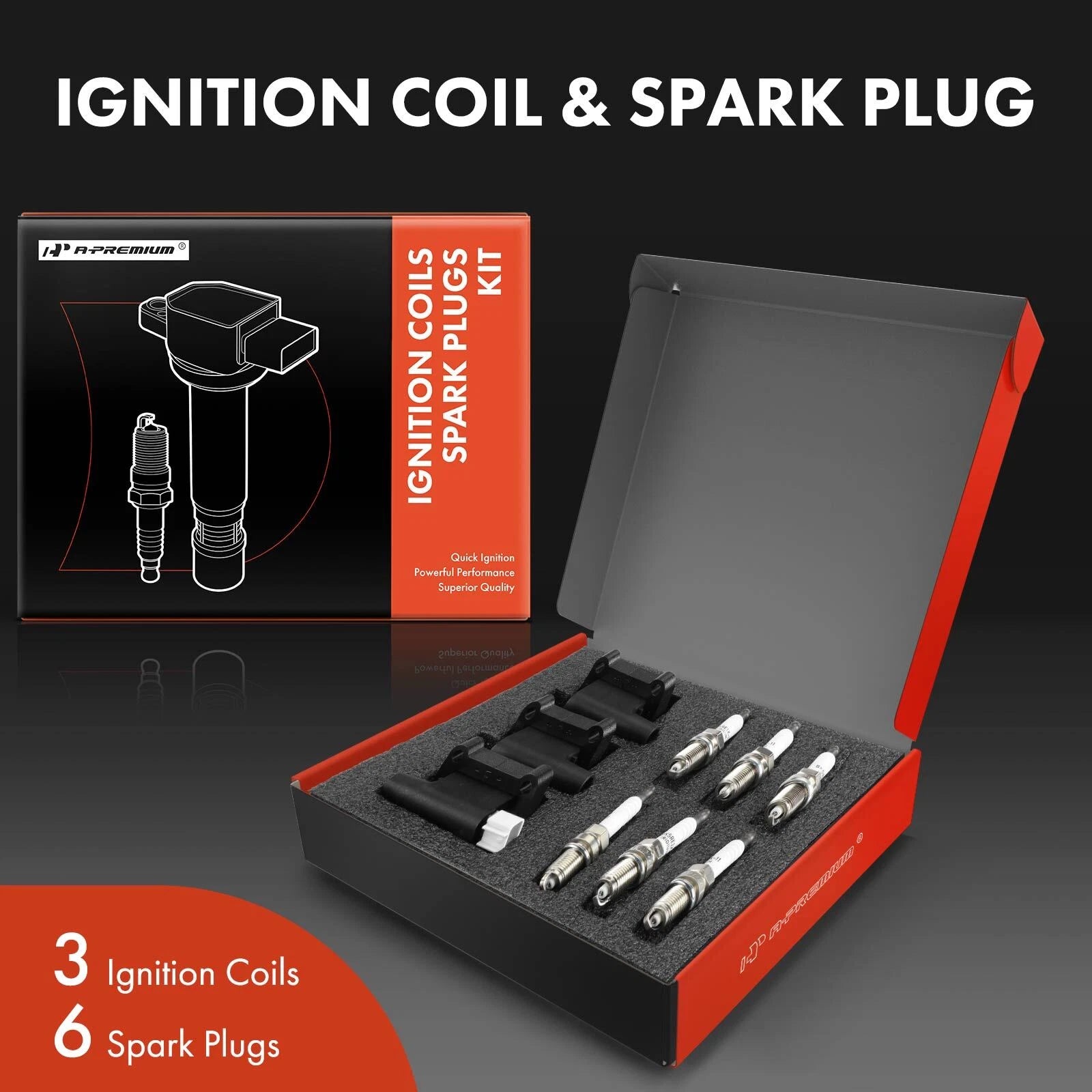 3X Ignition Coil & 6X Iridium Spark Plug for Mitsubishi 3.5L