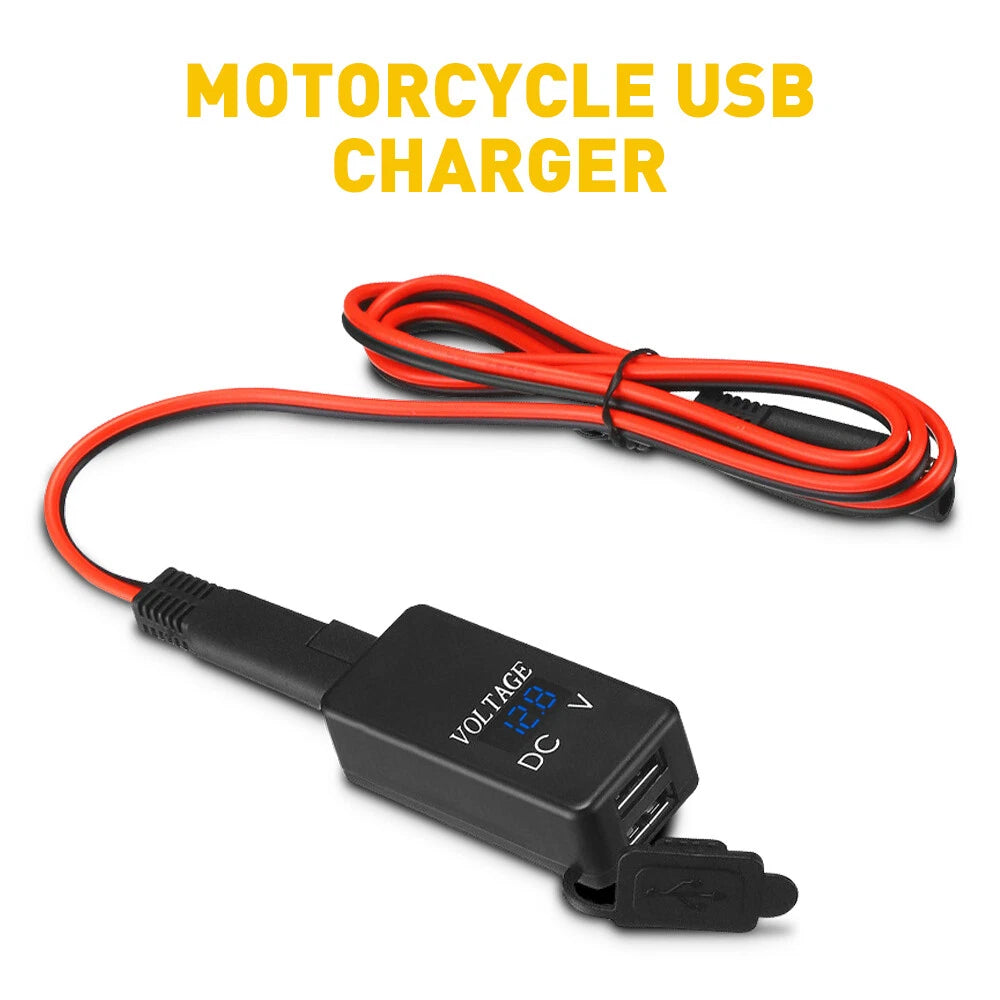 Dual USB Charger Adapter for Motorcycle (SAE to USB)