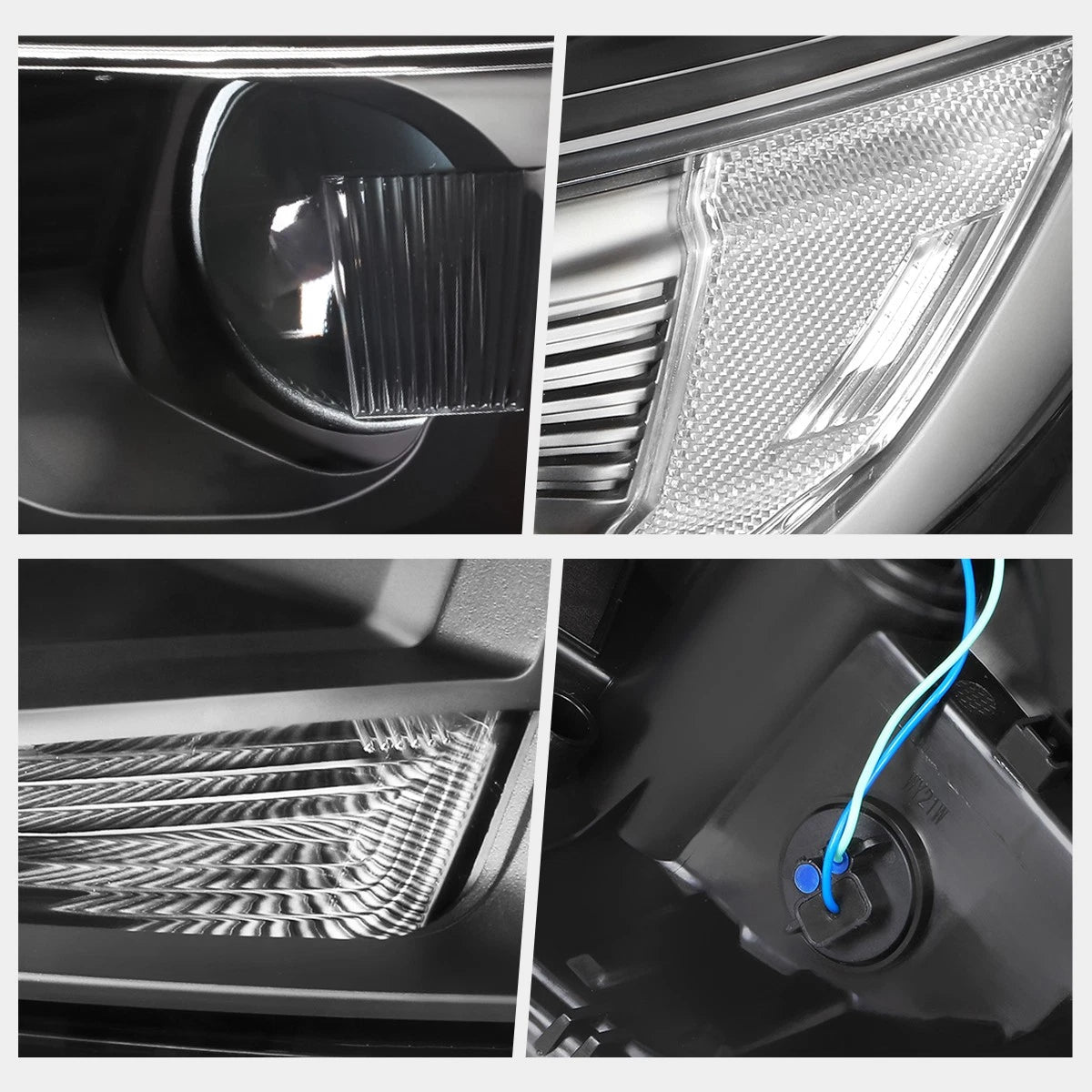 Projector Black Housing Headlight Set for Ford Edge (2015–2018)