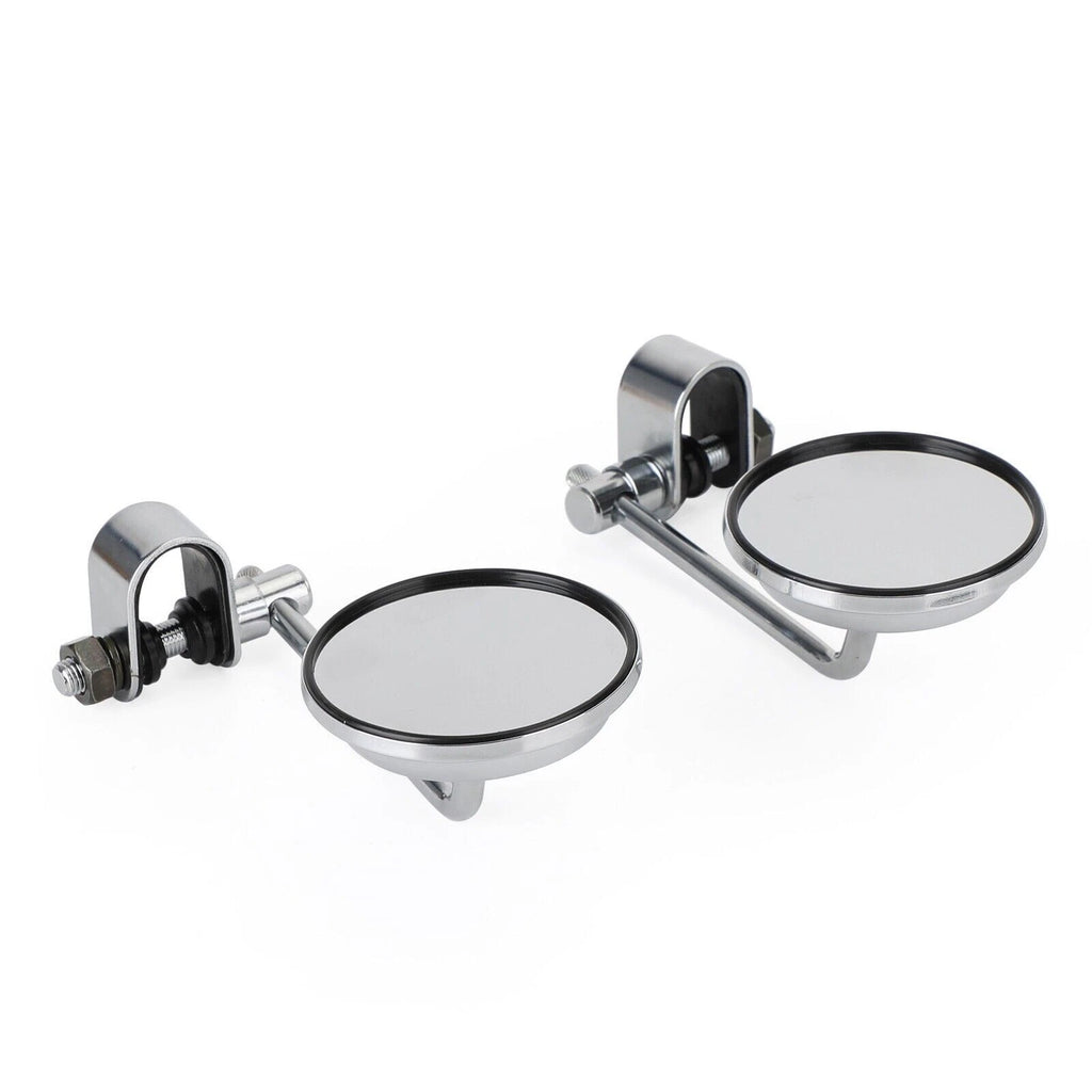 4" Chrome Short Stem Round Clamp On Mirror for Universal Chopper Scooter
