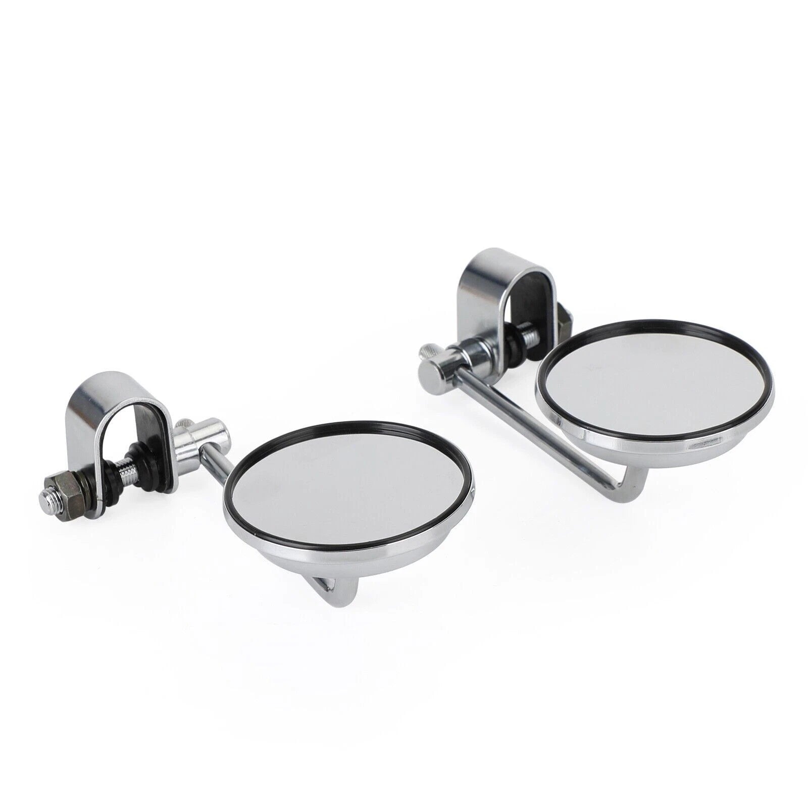 4" Chrome Short Stem Round Clamp On Mirror for Universal Chopper Scooter