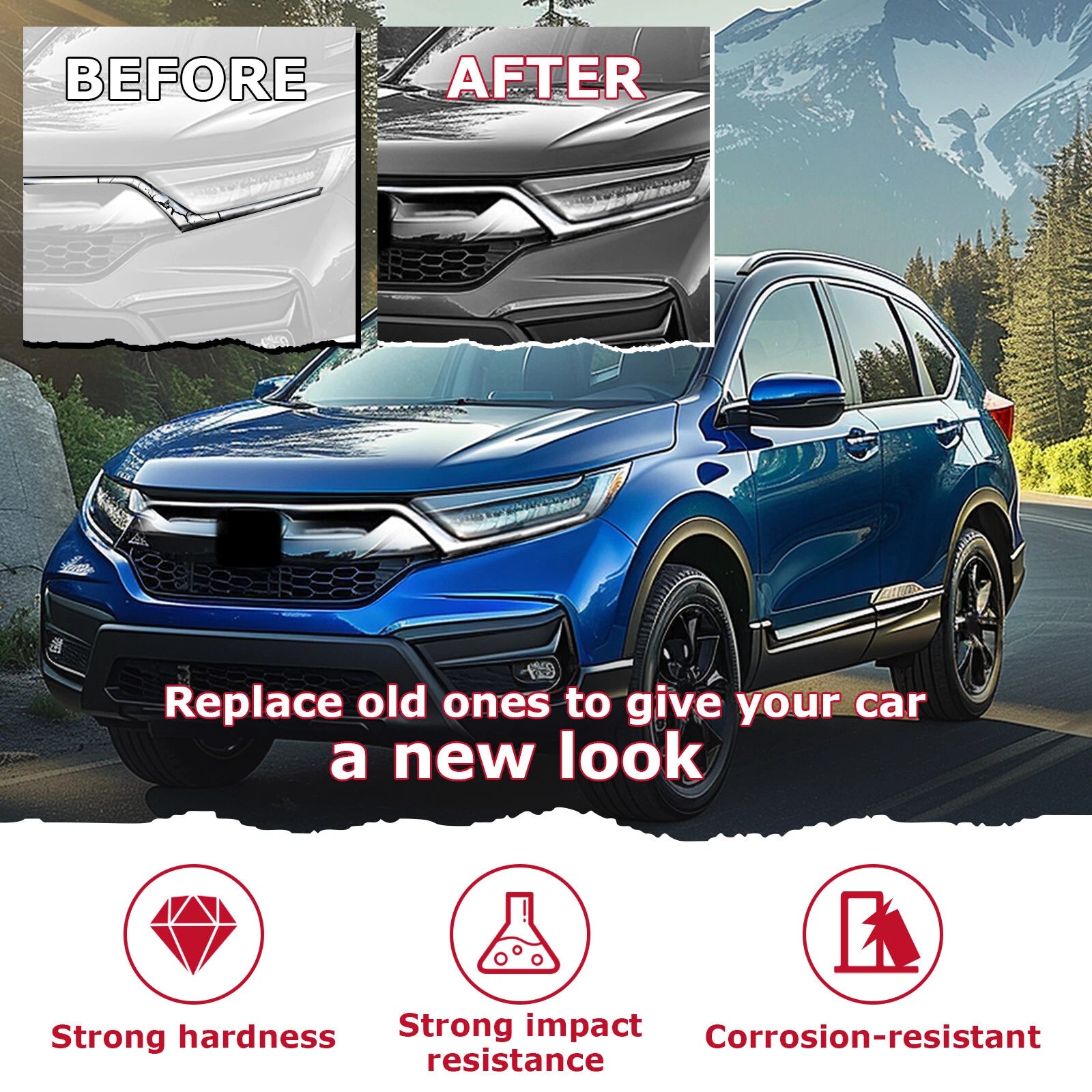 Chrome Headlight Trim Molding for Honda CR-V (2017-2019)