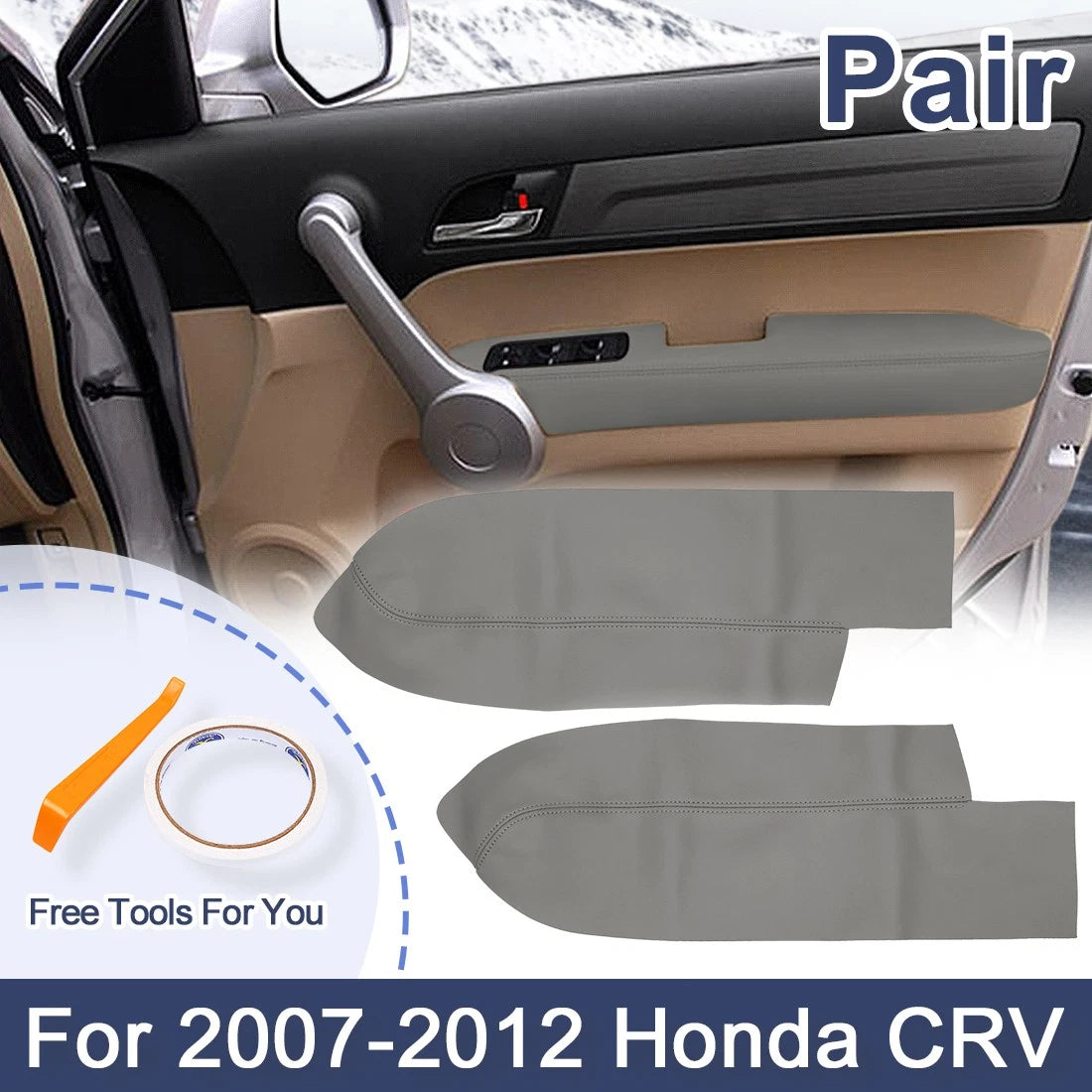1 Pair Synthetic Leather Armrest Covers for Honda CR-V (2007–2012)