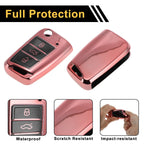 Pink TPU Silicone Key Case for VW Golf 7 Mk7, Tiguan, Touran, T-Roc (2013–2023)