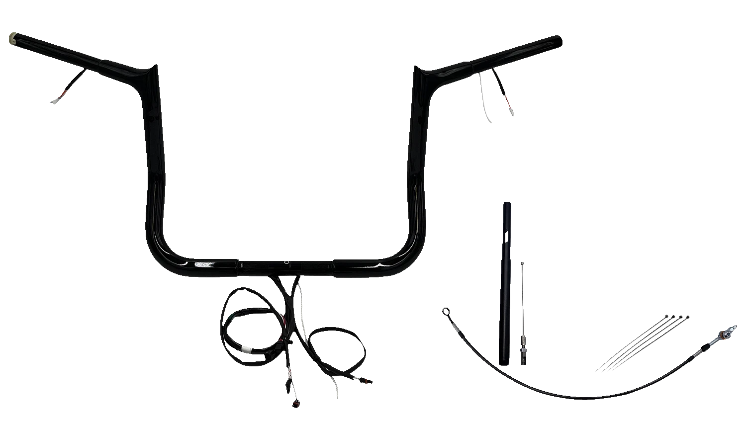1-1/4" Pointed Top Handlebar Kit for Harley Davidson (EZ Install, 12", Black)