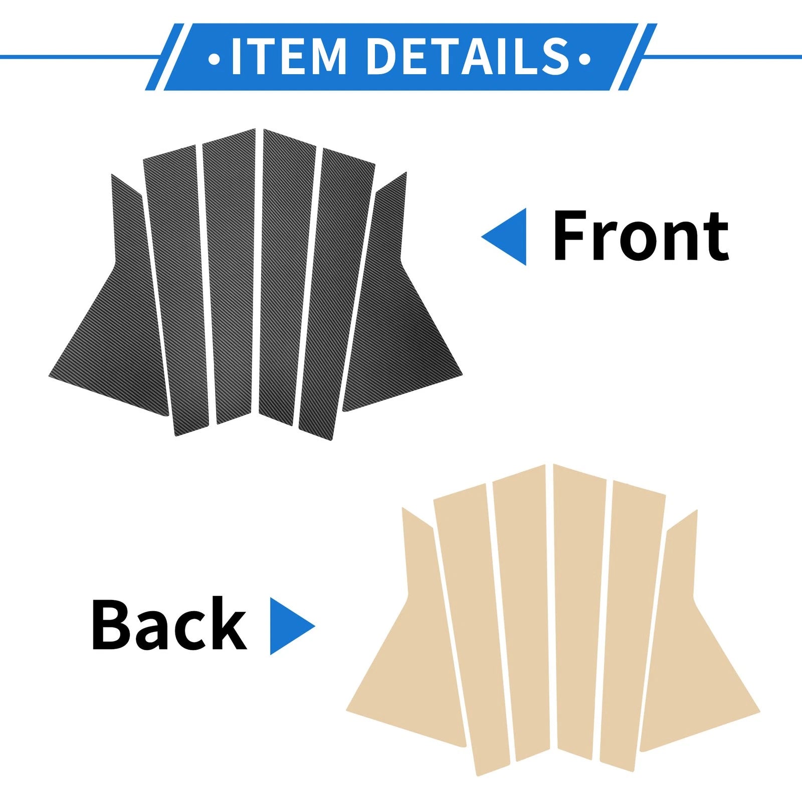 Set of 6 Door Pillar Window Trim for Hyundai Genesis (Carbon Fiber)